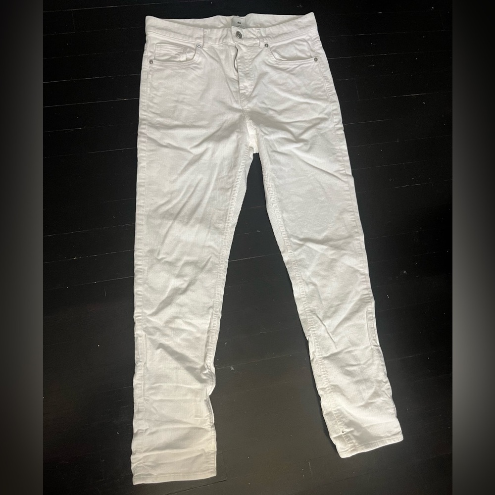 H&M Womens Slim Fit White Corduroy Pants Size 30
